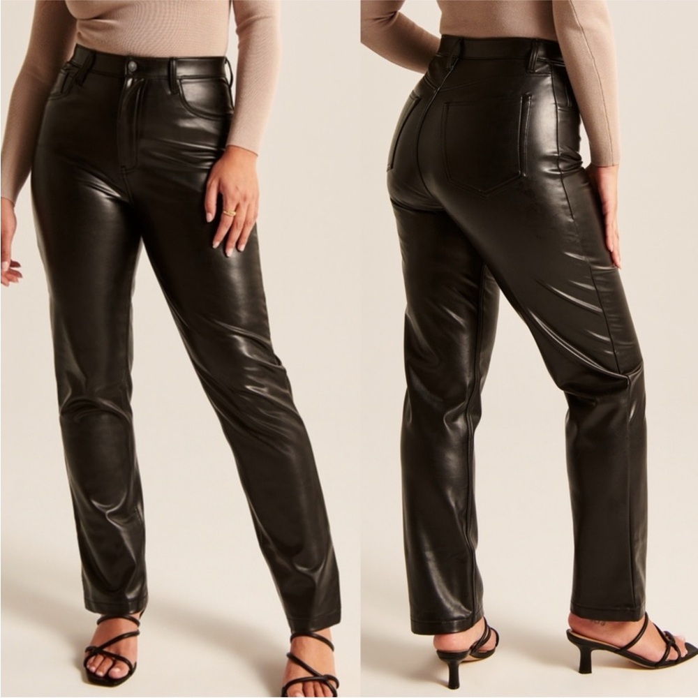 Abercrombie & Fitch Curve Love 90’s Straight Ultra High Rise Vegan Leather Pants
